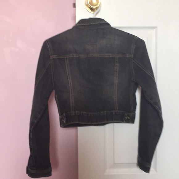 Cropped black denim jean jacket - Picture 2 of 2